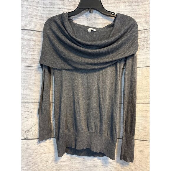 Halogen Gray Off-Shoulder Cowl Neck Sweater M - Picture 1 of 3